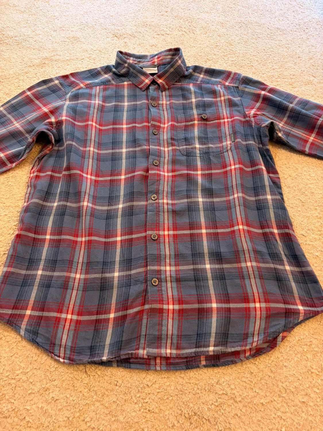 👕 Chemise Columbia Flanelle Bordeaux & Bleu - L