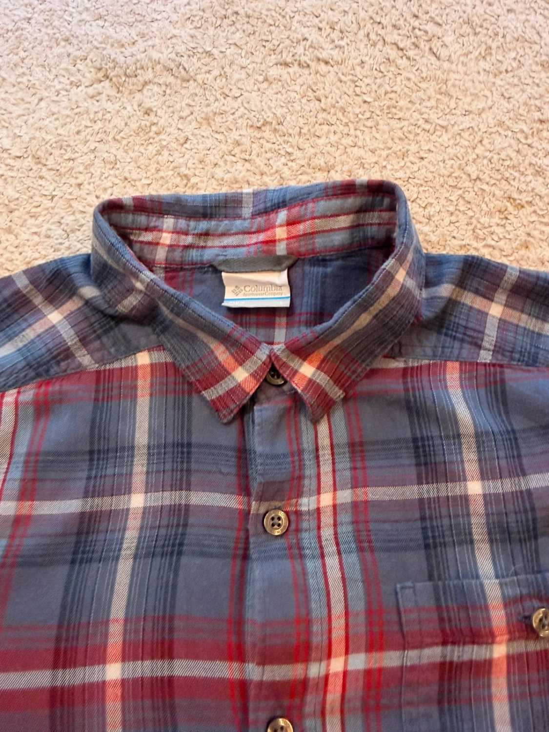 👕 Chemise Columbia Flanelle Bordeaux & Bleu - L