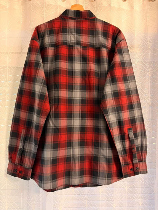 Camisa Columbia a cuadros negro, gris, burdeos y rojo - XL