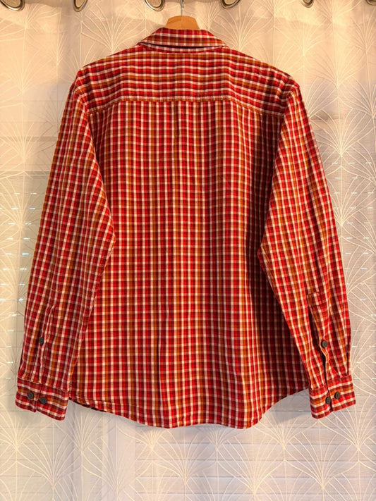 Camisa Columbia burdeos, rojo, blanco y marrón - L