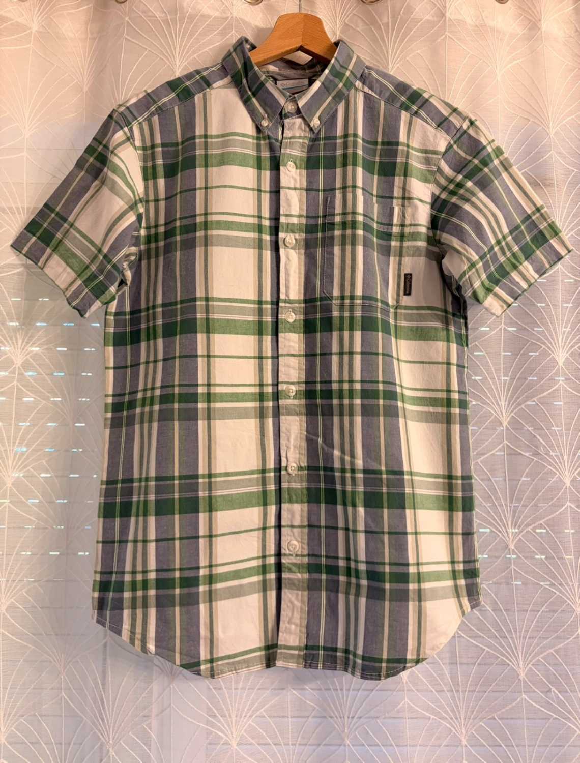 Camisa Columbia Regular Fit Blanco, Verde y Azul - S
