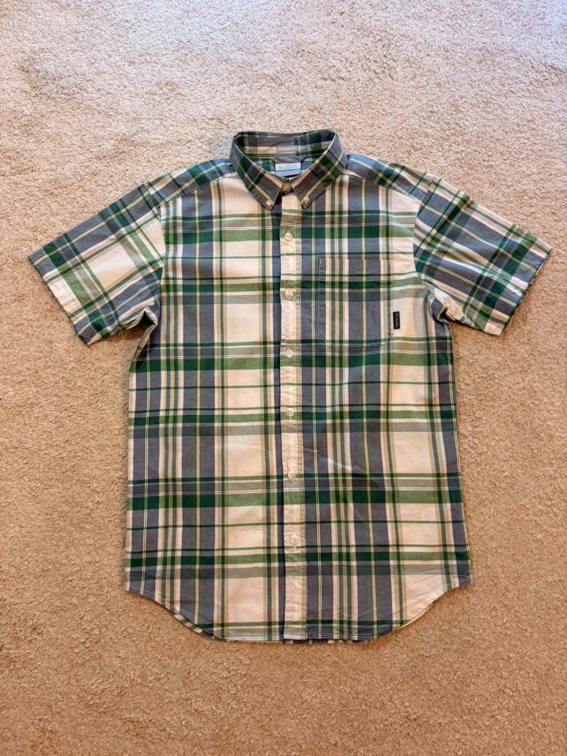 Camisa Columbia Regular Fit Blanco, Verde y Azul - S