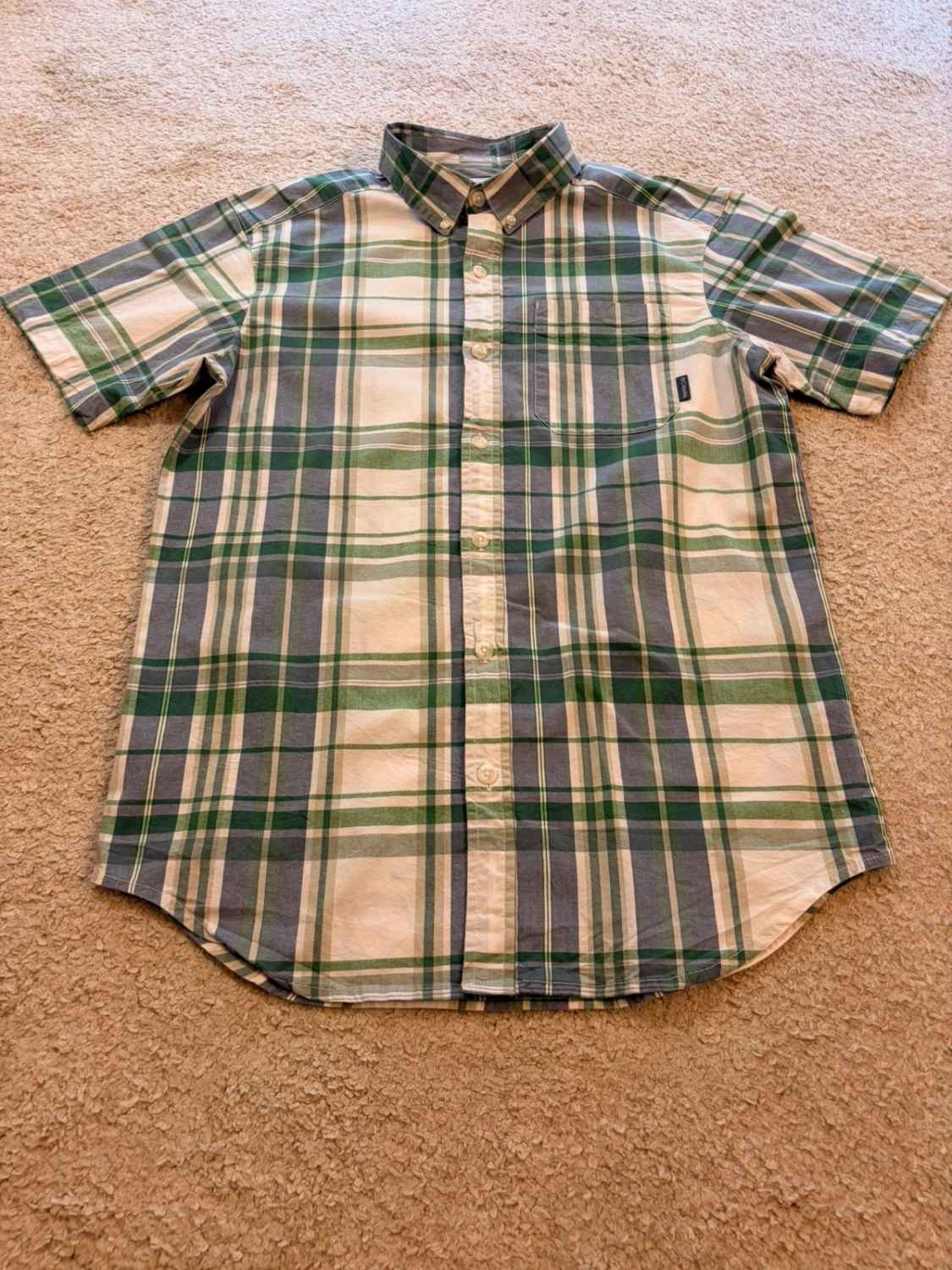 Camisa Columbia Regular Fit Blanco, Verde y Azul - S