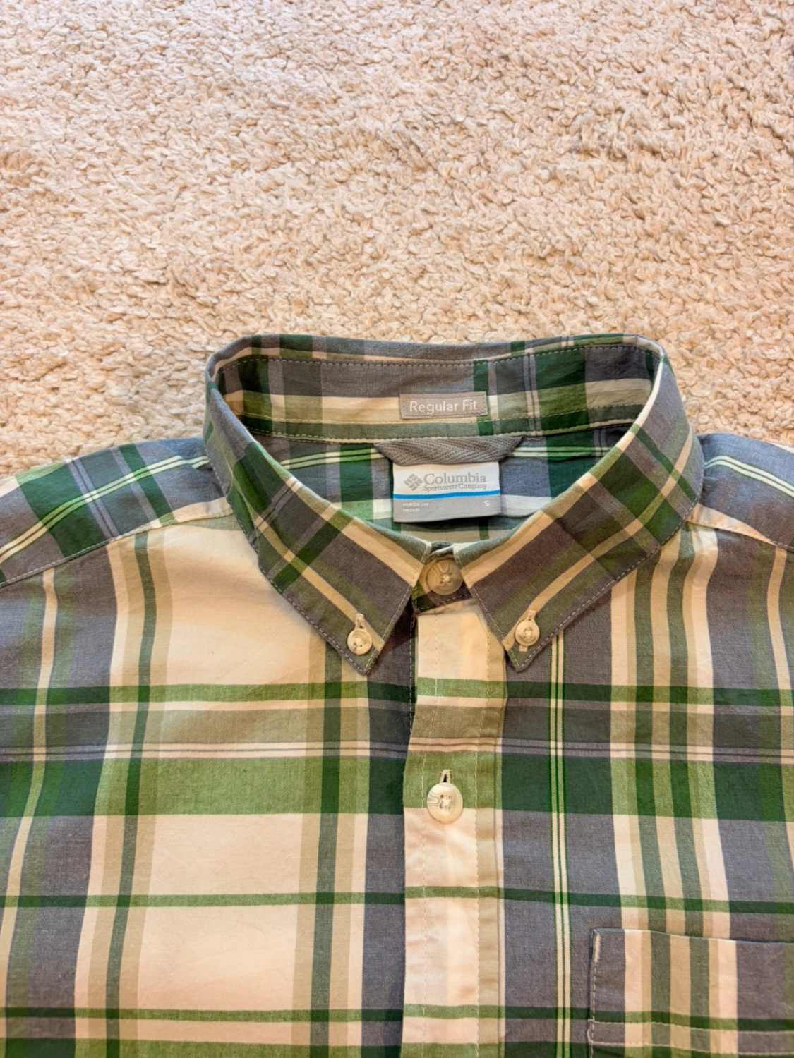 Camisa Columbia Regular Fit Blanco, Verde y Azul - S