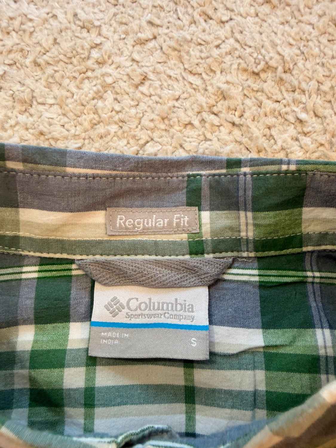 Camisa Columbia Regular Fit Blanco, Verde y Azul - S