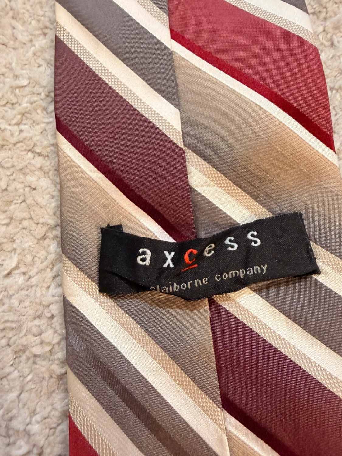 👔 Cravate Axcess - Rayures Bordeaux & Kaki
