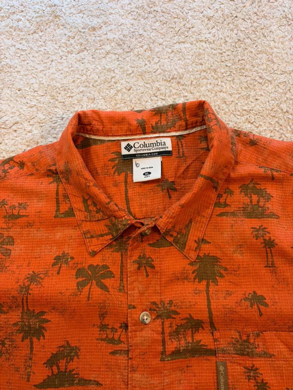 👕 Chemise Columbia Manches Courtes Corail & Kaki - XL