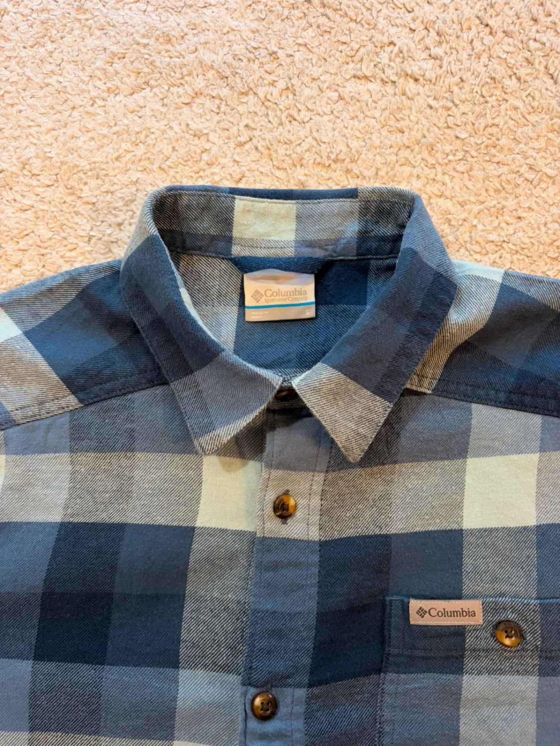 👕 Chemise Columbia Flanelle Bleu & Gris - S