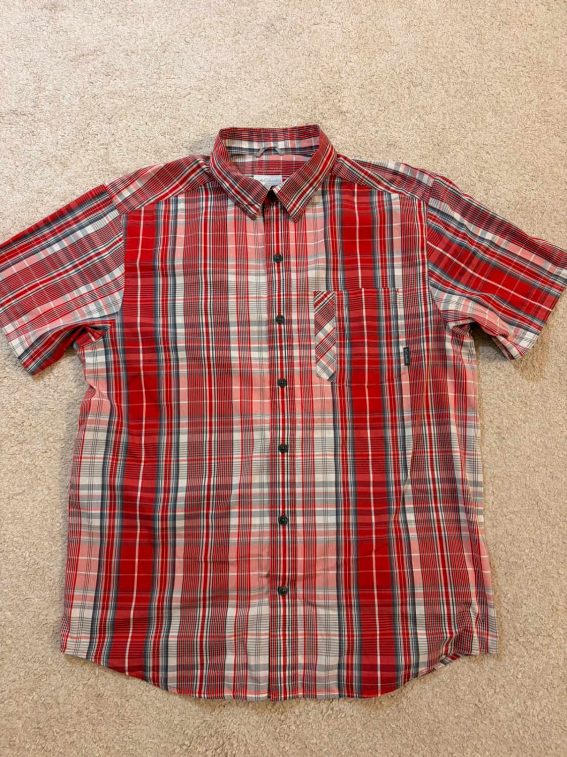Camicia Columbia L Maniche Corte | Omni-Wick | Quadri Rosso Corallo | Sport & Stile