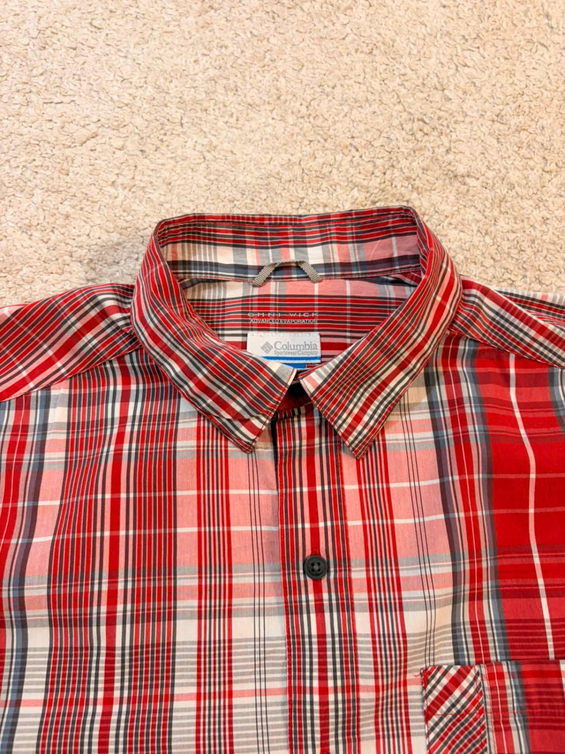 Camicia Columbia L Maniche Corte | Omni-Wick | Quadri Rosso Corallo | Sport & Stile