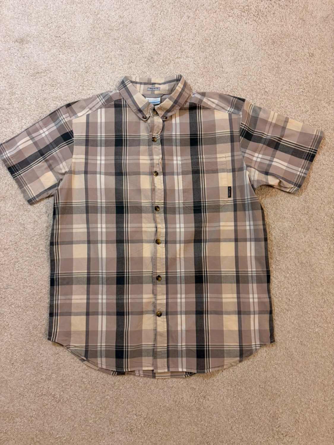 Camicia Columbia M Maniche Corte | Quadri Neutri | Cotone Stretch | Casual & Comfort