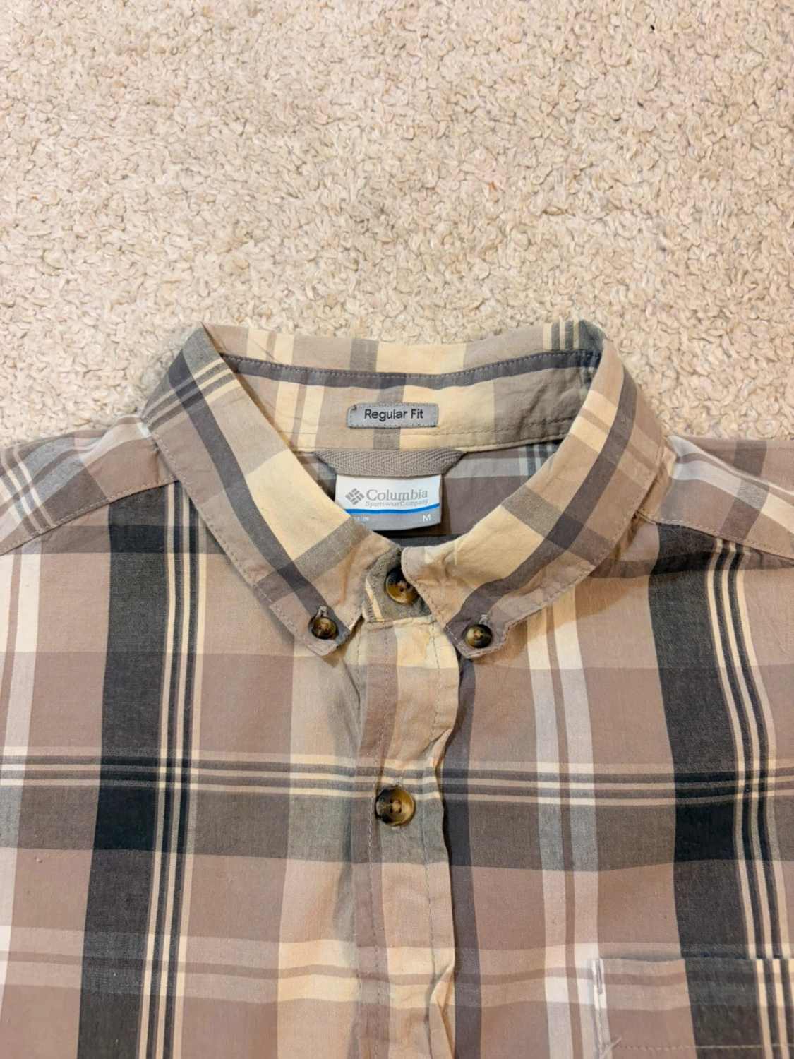 Camicia Columbia M Maniche Corte | Quadri Neutri | Cotone Stretch | Casual & Comfort