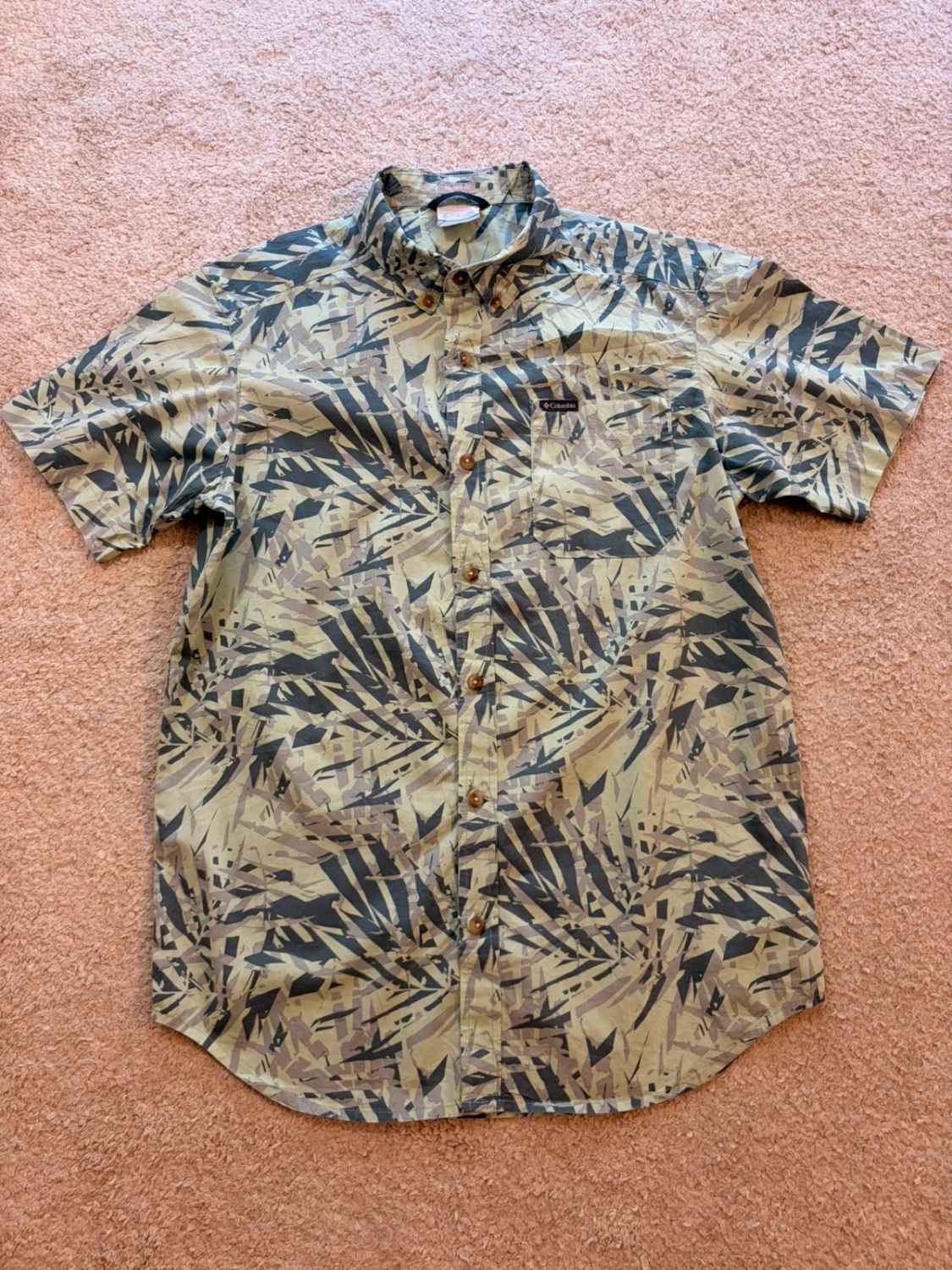 Camisa Columbia Manga Curta Verde & Cinzento - S