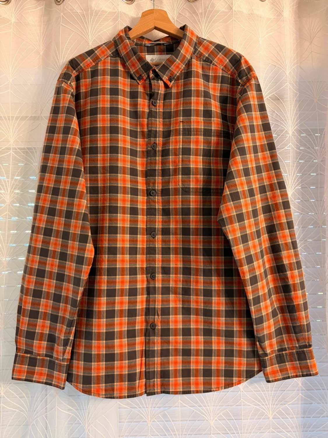 Camicia Columbia a quadri Nero & Arancione - L/XL