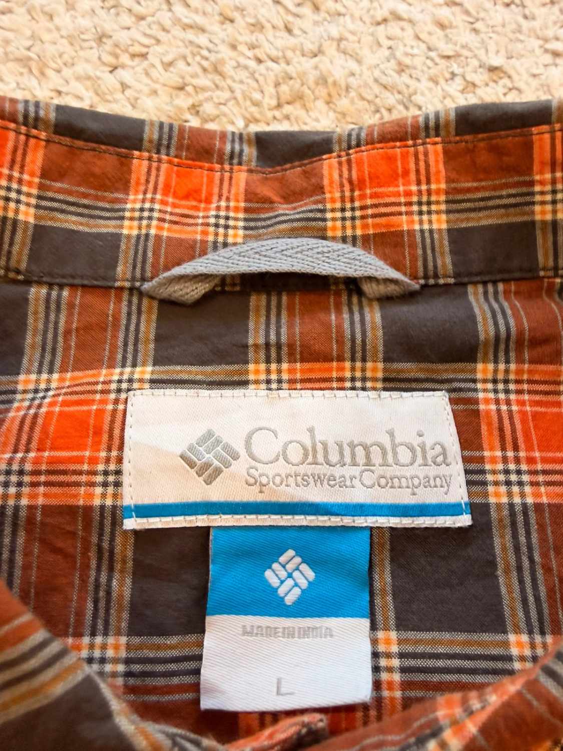 Camicia Columbia a quadri Nero & Arancione - L/XL