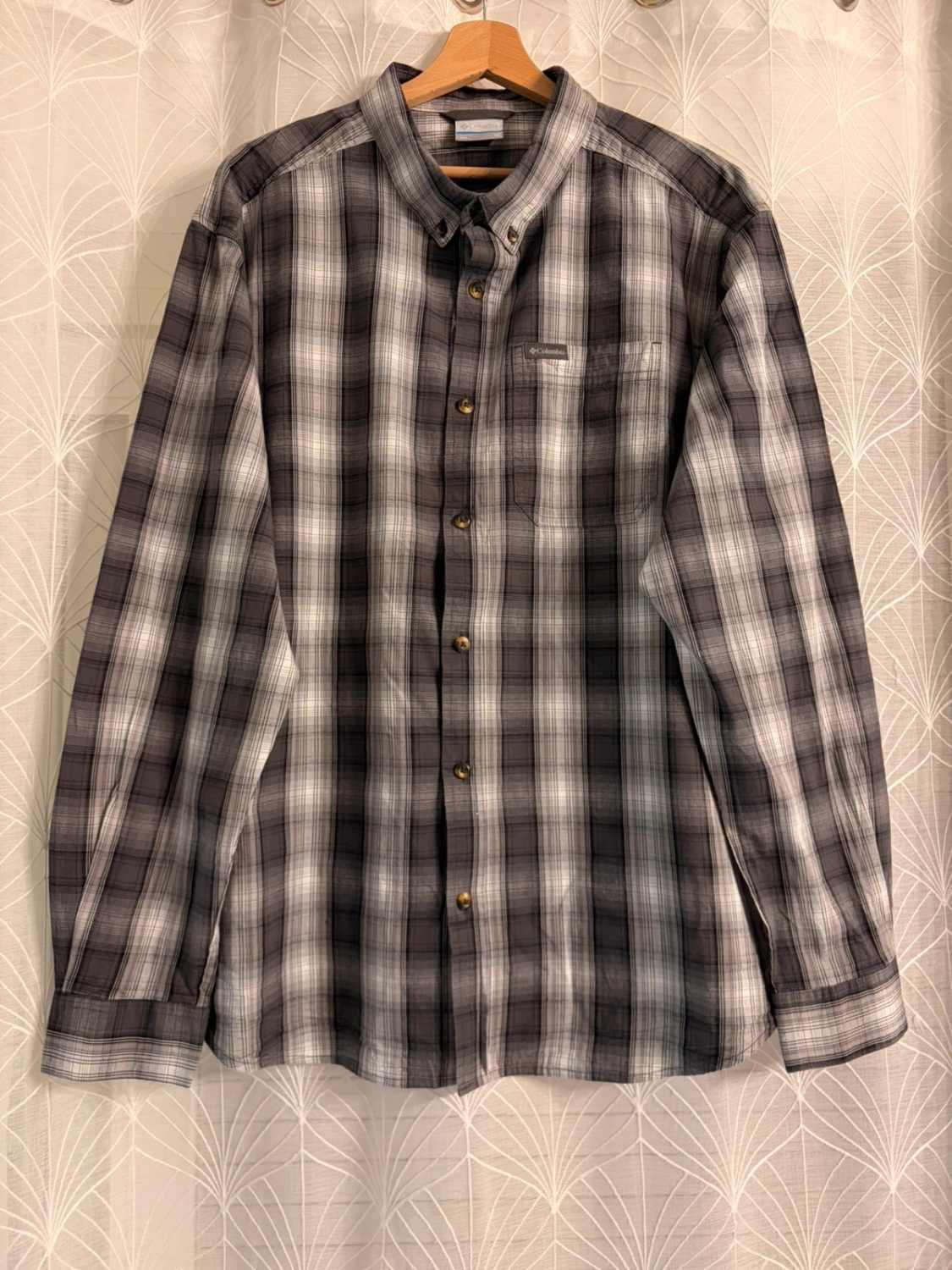 Chemise Flanelle Columbia XL Homme | Carreaux Gris & Noir | Coton Stretch | Douceur & Style