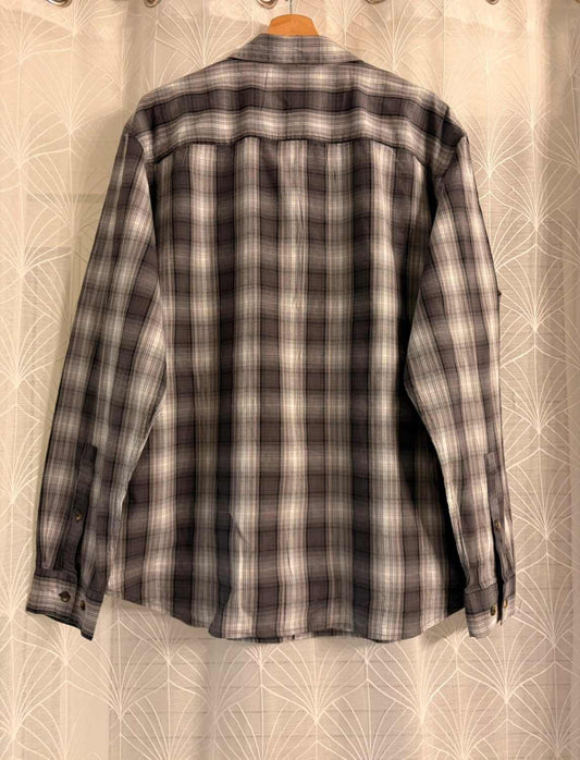Camisa de franela Columbia XL para hombre | Cuadros gris y negro | Algodón elástico | Suavidad y estilo