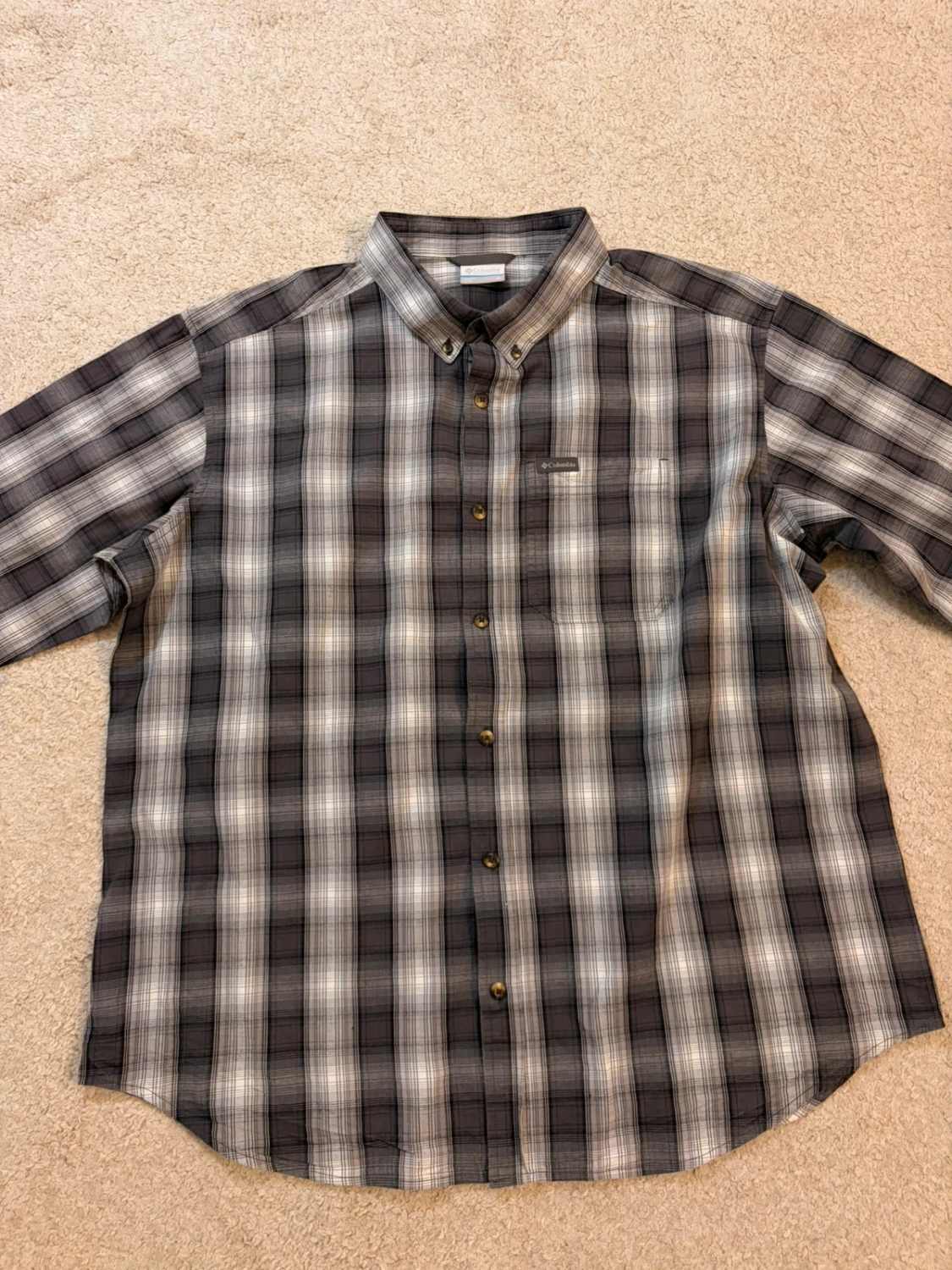 Chemise Flanelle Columbia XL Homme | Carreaux Gris & Noir | Coton Stretch | Douceur & Style