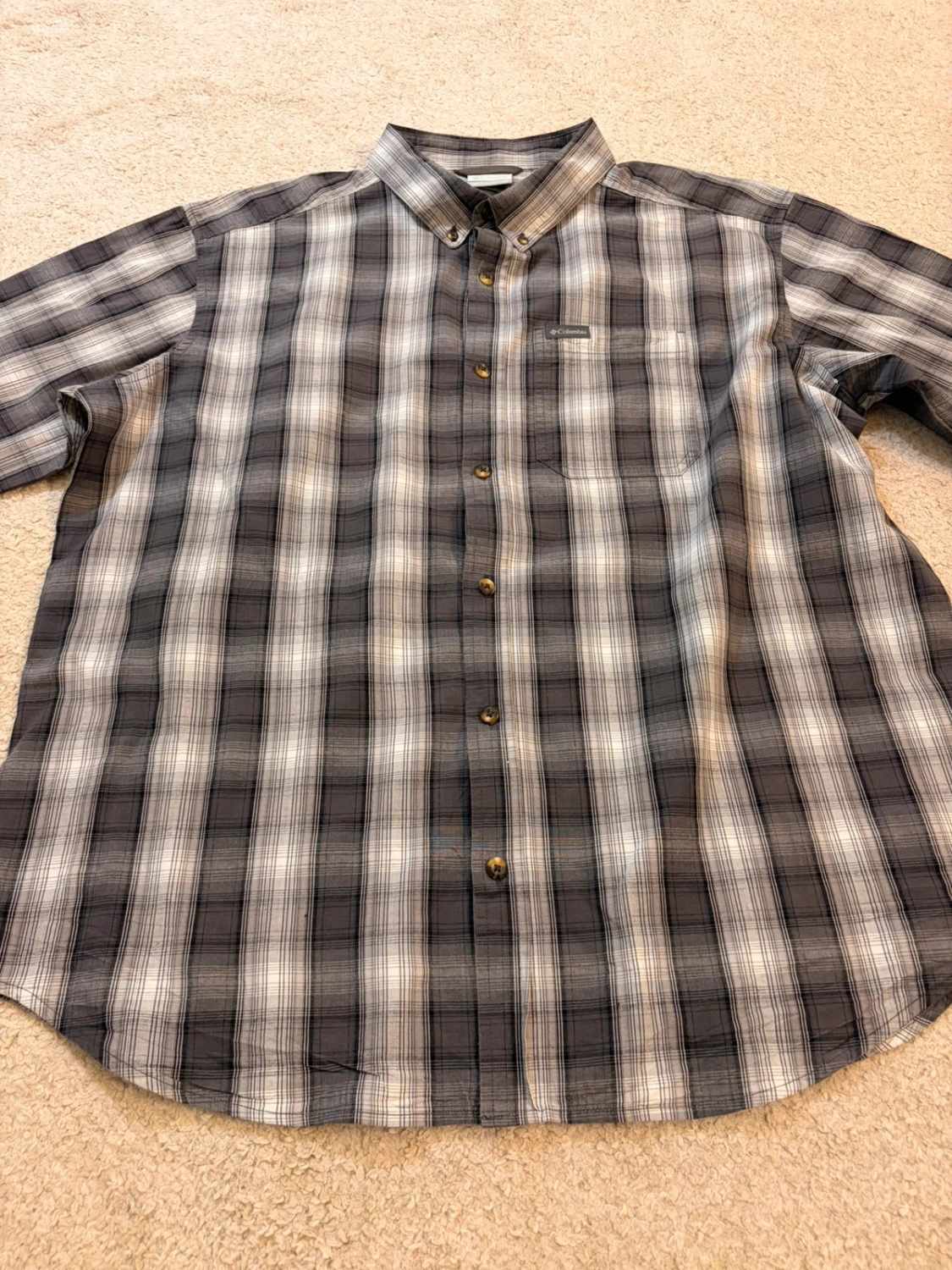 Chemise Flanelle Columbia XL Homme | Carreaux Gris & Noir | Coton Stretch | Douceur & Style
