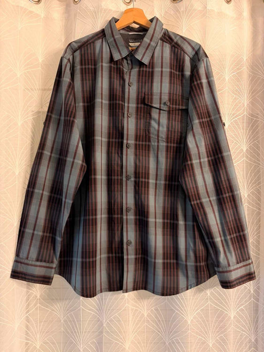 Chemise Columbia M  Omni-Wick | Rayures Terres 🤎 | Bleu, Marron, Noir | Tech & Style