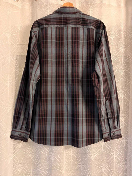 Camisa Columbia M Omni-Wick | Rayas tierra 🤎 | Azul, marrón, negro | Técnica y estilo