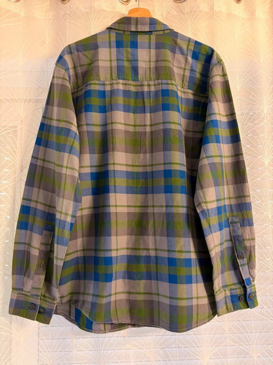 Camisa de franela Columbia L para hombre | Cuadros verde y azul | Algodón suave