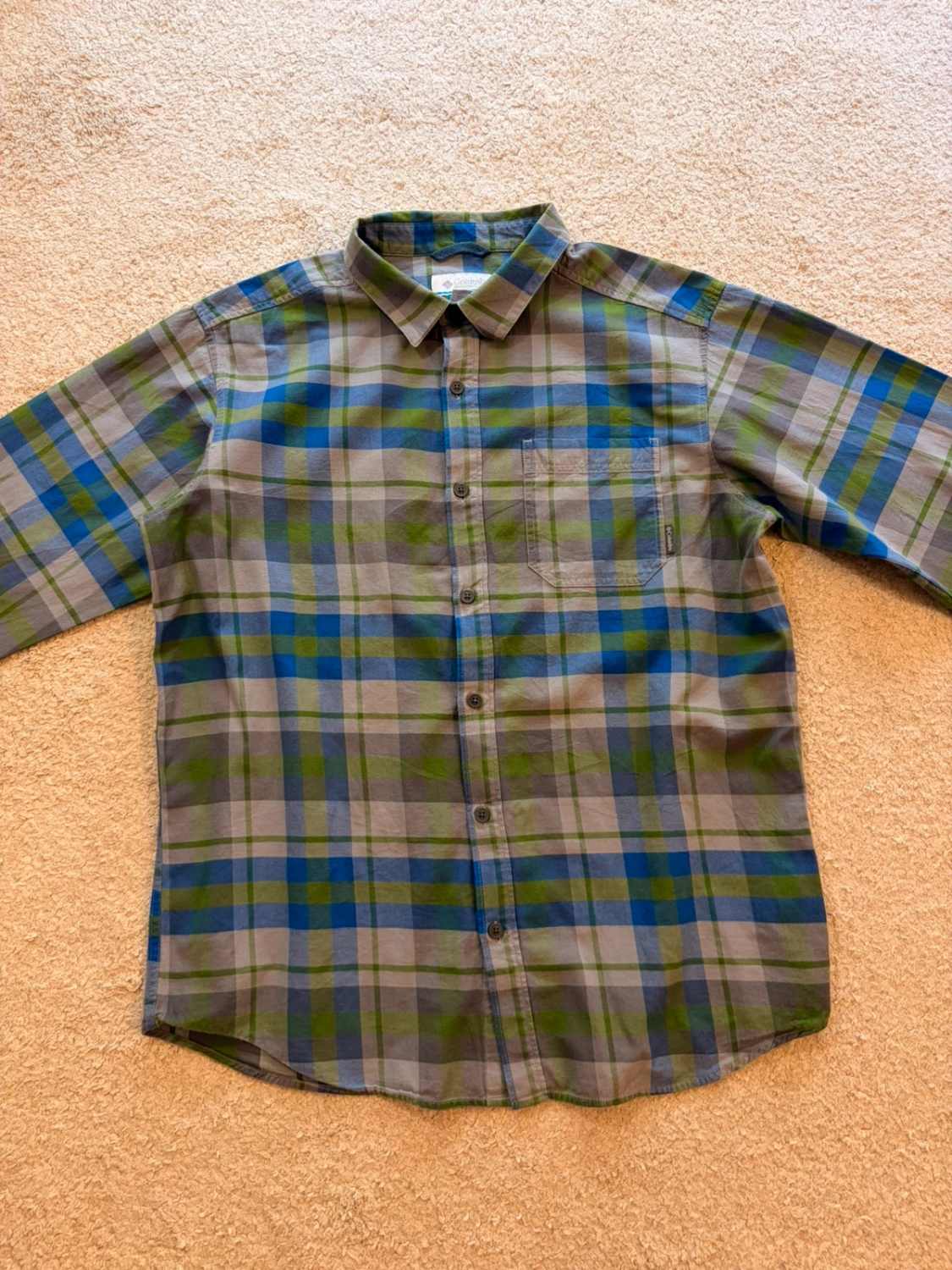 Chemise Flanelle Columbia L Homme | Carreaux Vert & Bleu | Coton Doux