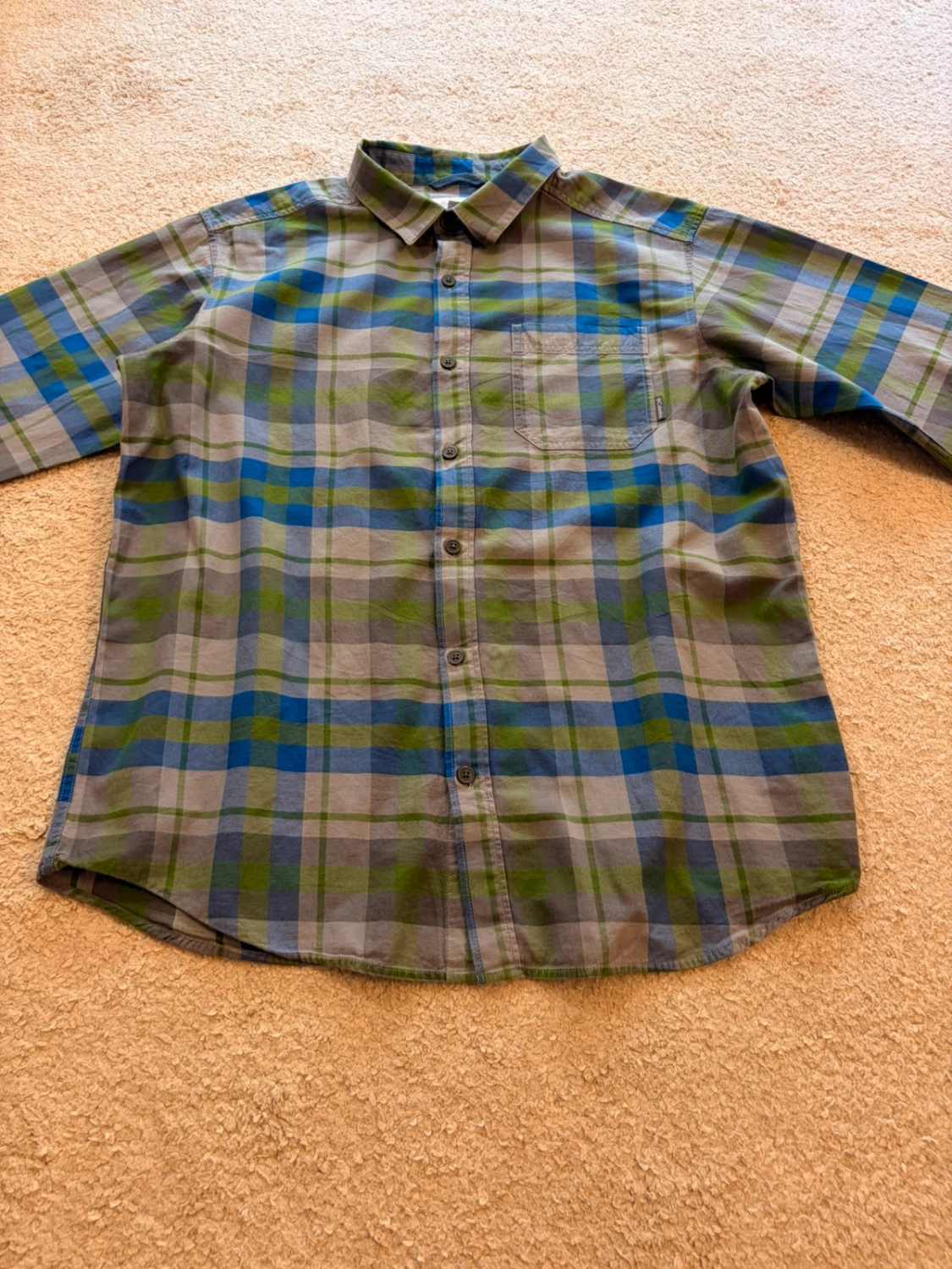 Chemise Flanelle Columbia L Homme | Carreaux Vert & Bleu | Coton Doux