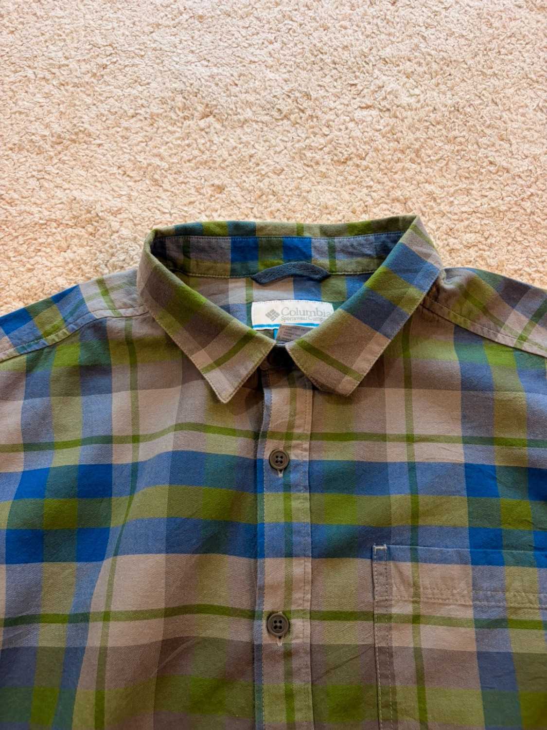 Chemise Flanelle Columbia L Homme | Carreaux Vert & Bleu | Coton Doux