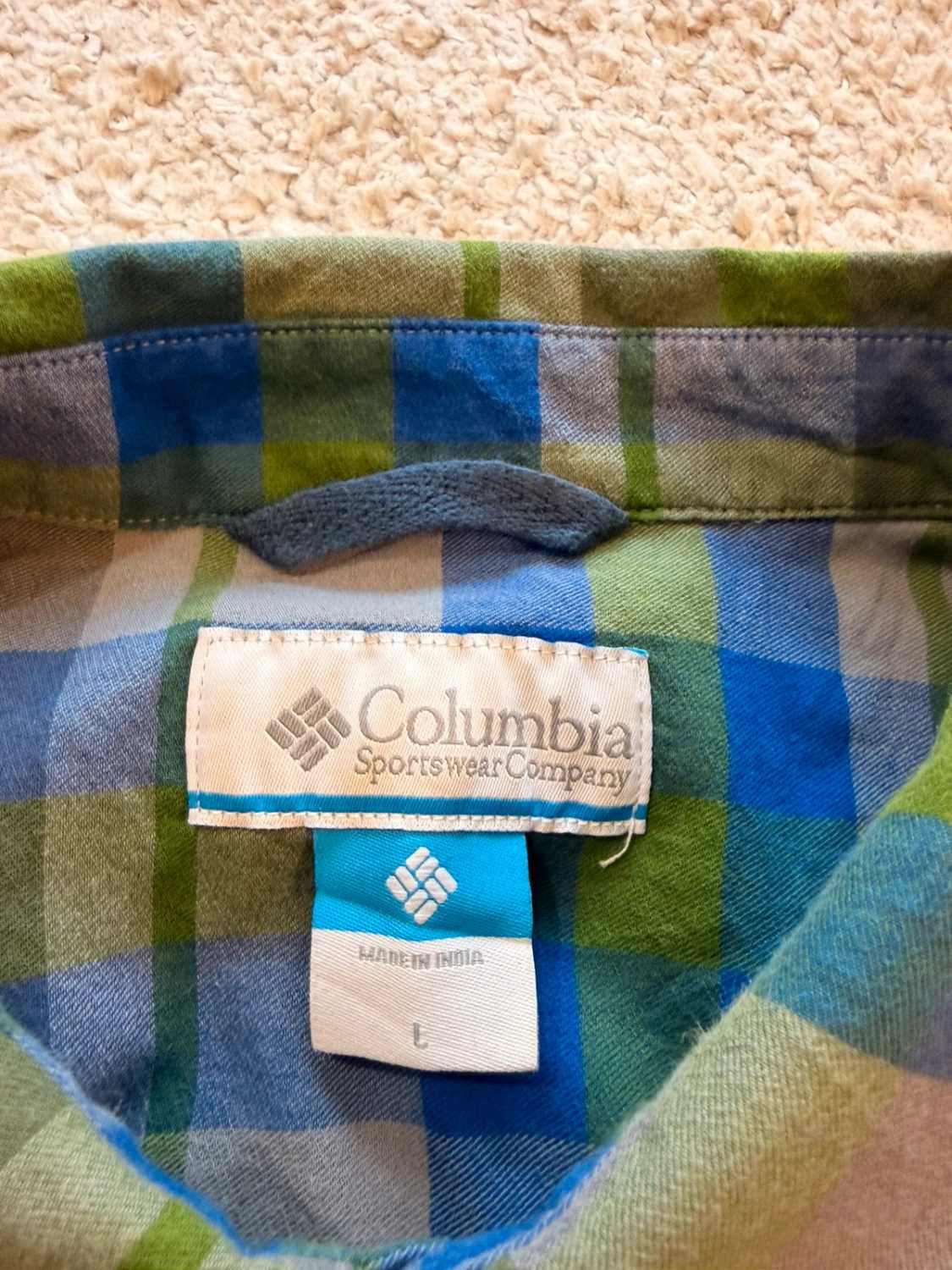 Chemise Flanelle Columbia L Homme | Carreaux Vert & Bleu | Coton Doux