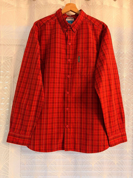 Chemise Columbia L Homme | Carreaux Chauds | Bordeaux, Rouge, Orange | Coton Confortable
