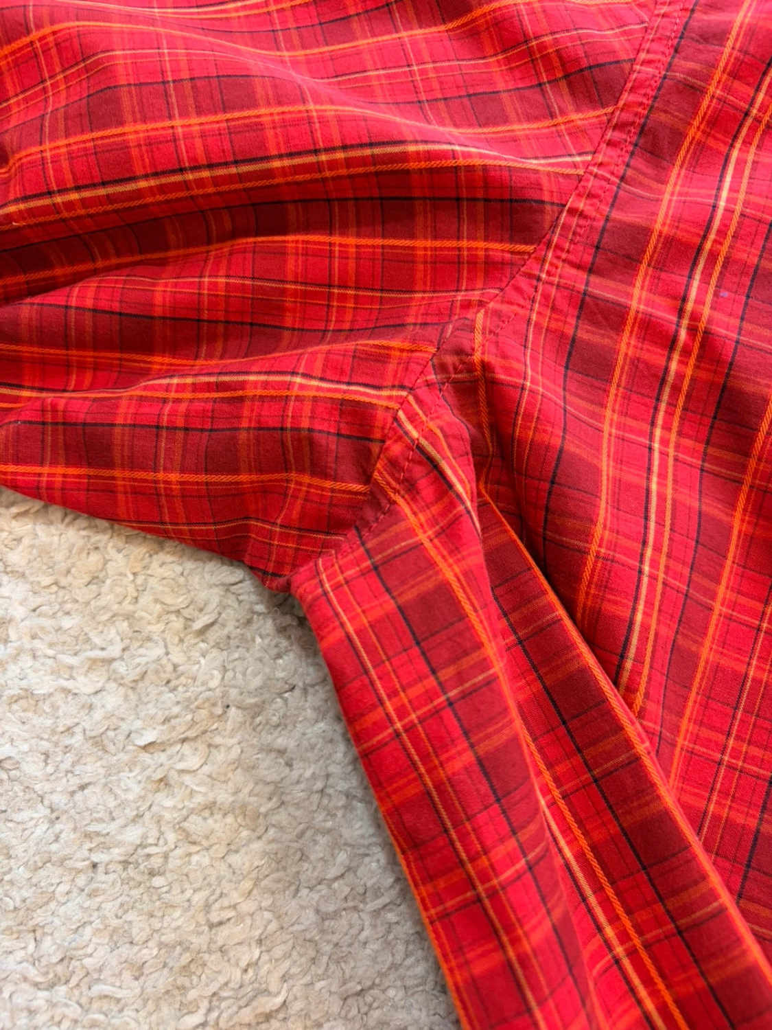 Camisa Columbia L Homem | Xadrez Quente | Bordô, Vermelho, Laranja | Algodão Confortável