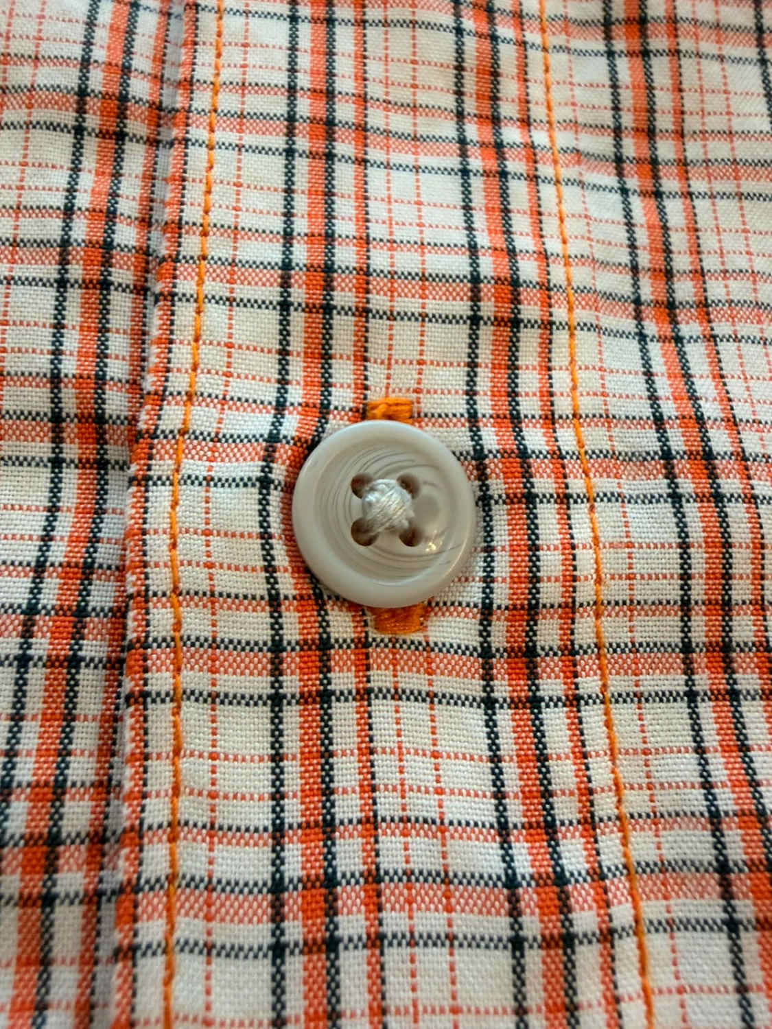Camicia Columbia M (L) Maniche Corte | Quadri Dinamici | Bianco, Nero, Arancione