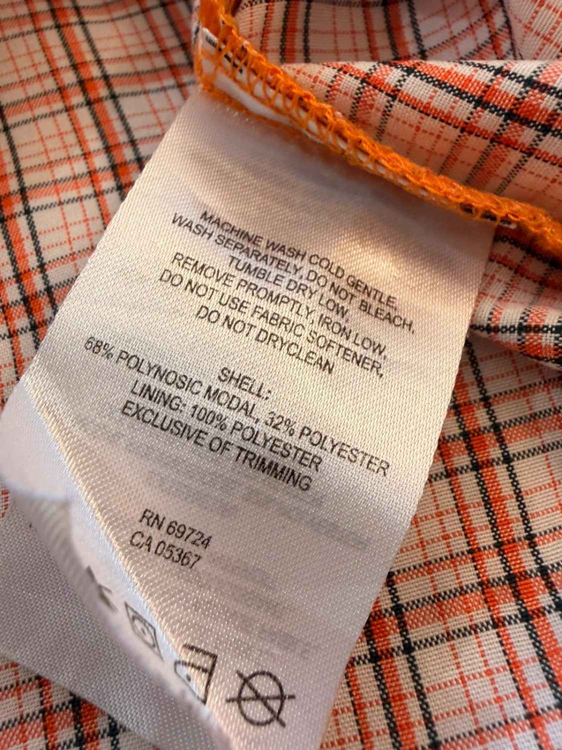 Camicia Columbia M (L) Maniche Corte | Quadri Dinamici | Bianco, Nero, Arancione