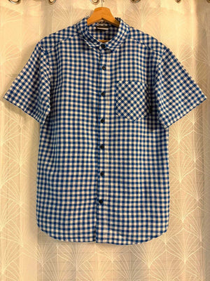 Chemise Columbia M Manches Courtes | Carreaux Classiques | Bleu & Blanc