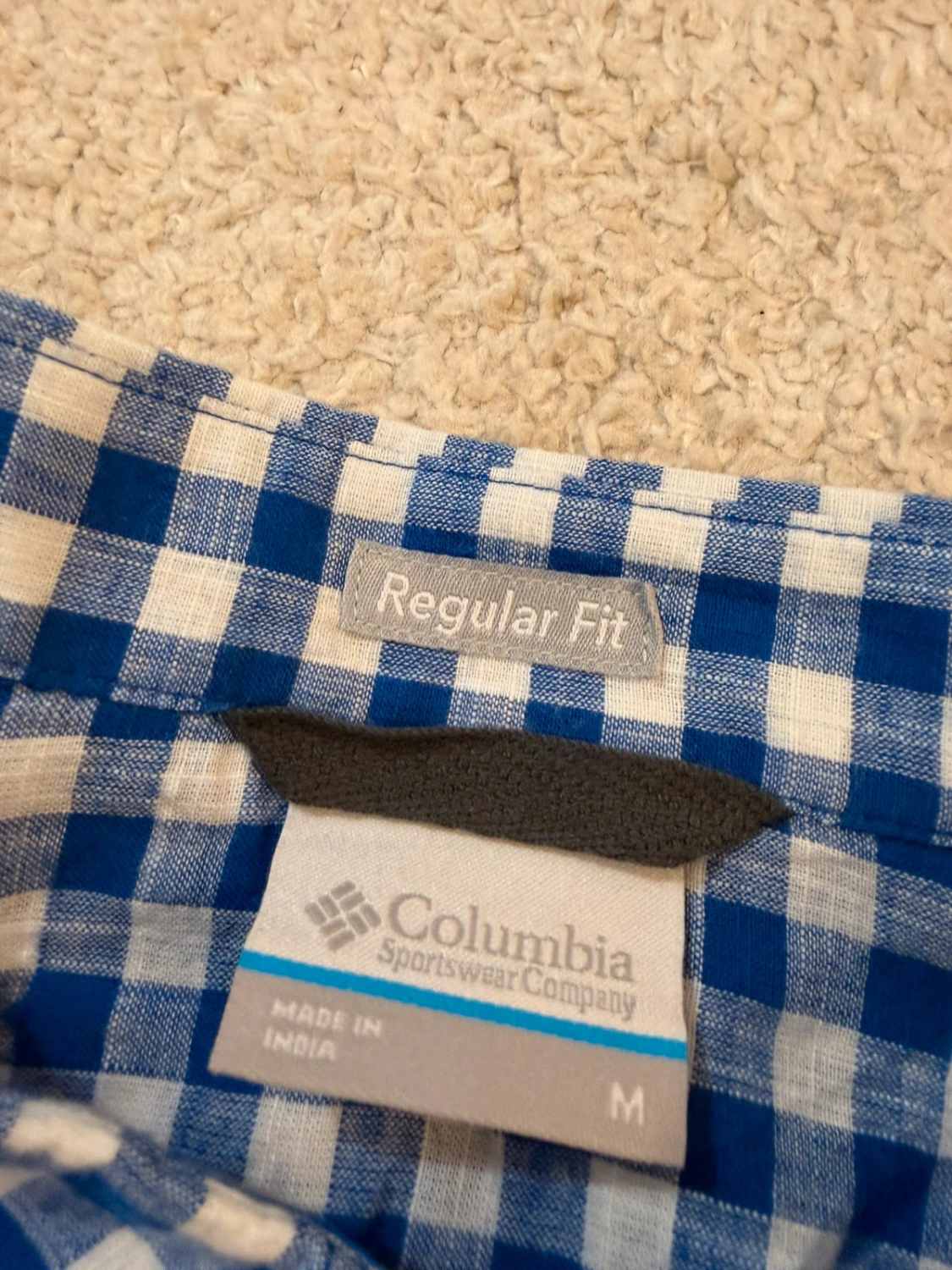 Chemise Columbia M Manches Courtes | Carreaux Classiques | Bleu & Blanc