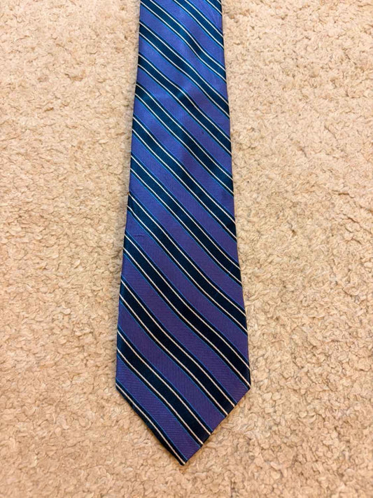 👔 Cravate Nautica en Soie - Rayures Violet, Marine & Blanc