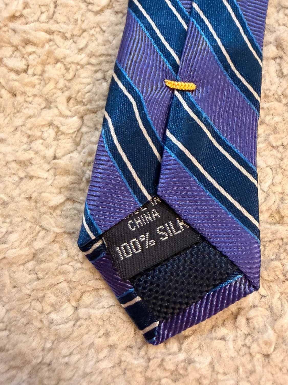 👔 Cravate Nautica en Soie - Rayures Violet, Marine & Blanc
