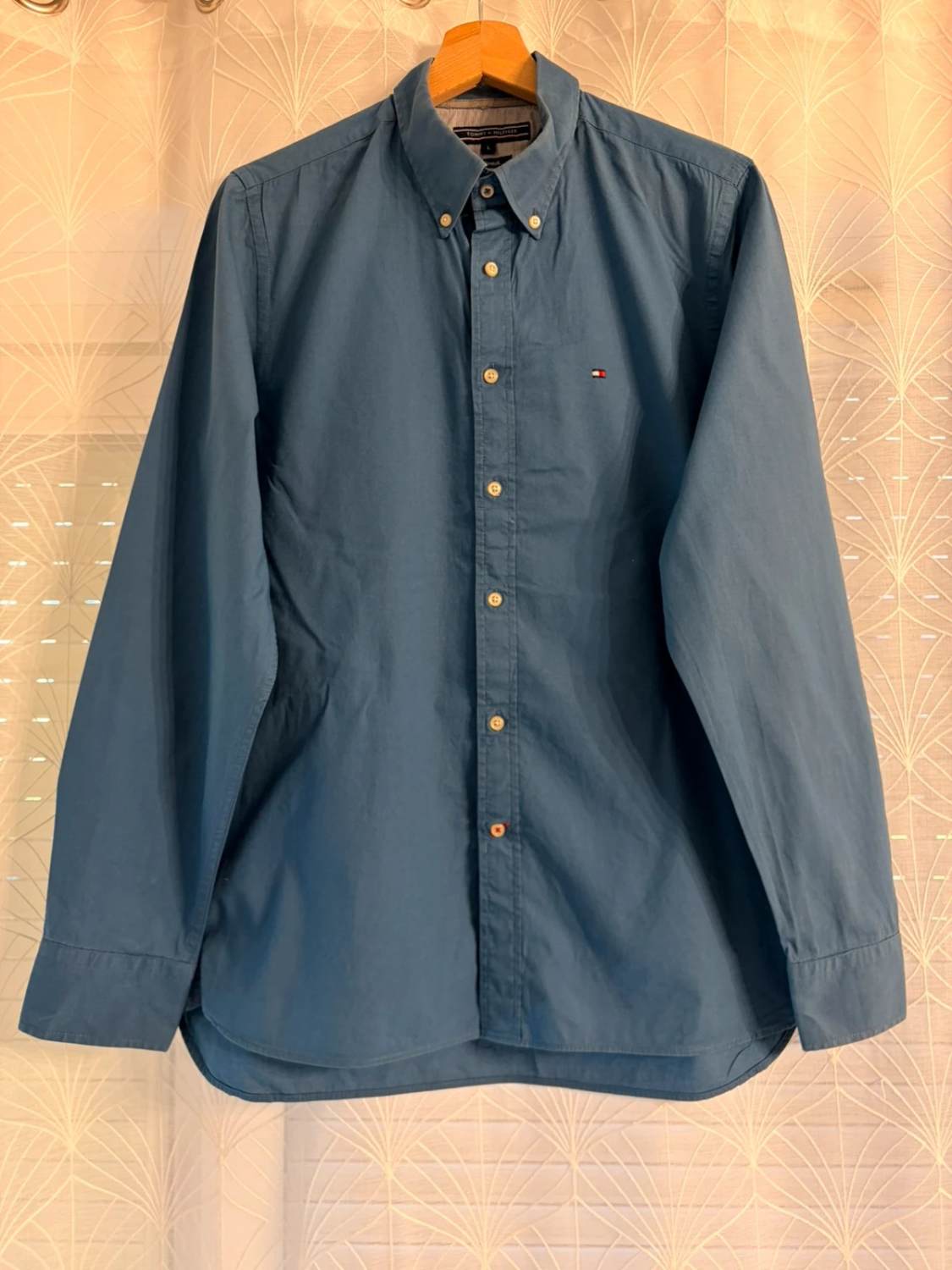 Chemise Tommy Hilfiger Femme L | Bleu Électrique | Coton Stretch | Chic & Confortable