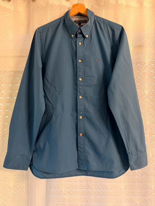 Chemise Tommy Hilfiger Femme L | Bleu Électrique | Coton Stretch | Chic & Confortable