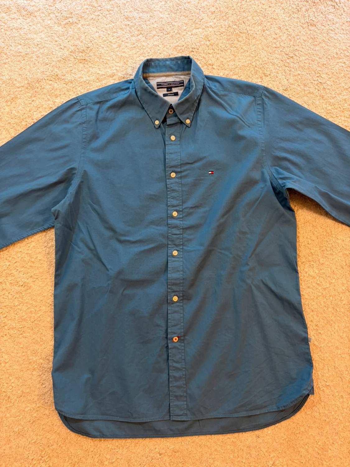 Chemise Tommy Hilfiger Femme L | Bleu Électrique | Coton Stretch | Chic & Confortable