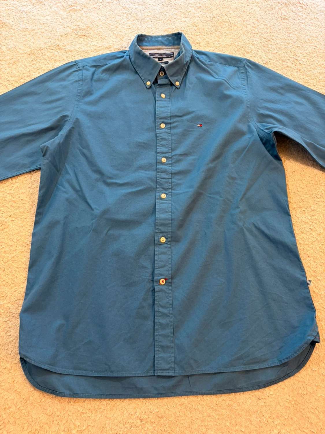 Chemise Tommy Hilfiger Femme L | Bleu Électrique | Coton Stretch | Chic & Confortable