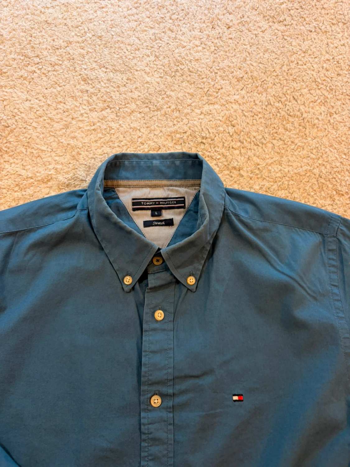 Chemise Tommy Hilfiger Femme L | Bleu Électrique | Coton Stretch | Chic & Confortable
