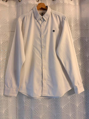 Chemise Timberland Homme L/G | Blanc Impeccable | Coton Haut de Gamme | Slim Fit Chic