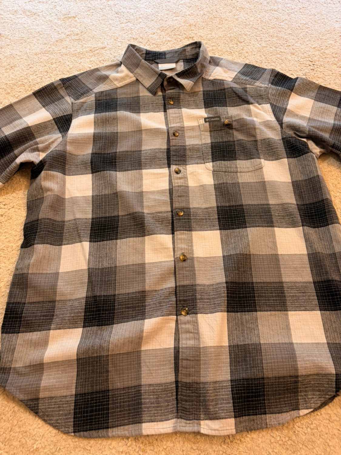 Chemise Flanelle Columbia 1X Homme | Carreaux Hivernaux | Gris, Blanc, Noir | Coton Stretch