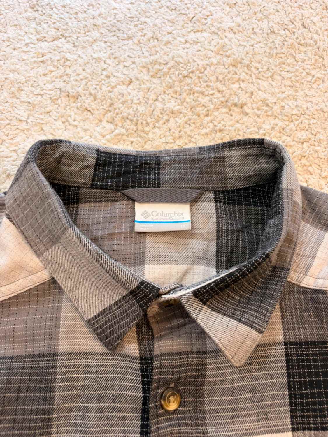 Chemise Flanelle Columbia 1X Homme | Carreaux Hivernaux | Gris, Blanc, Noir | Coton Stretch