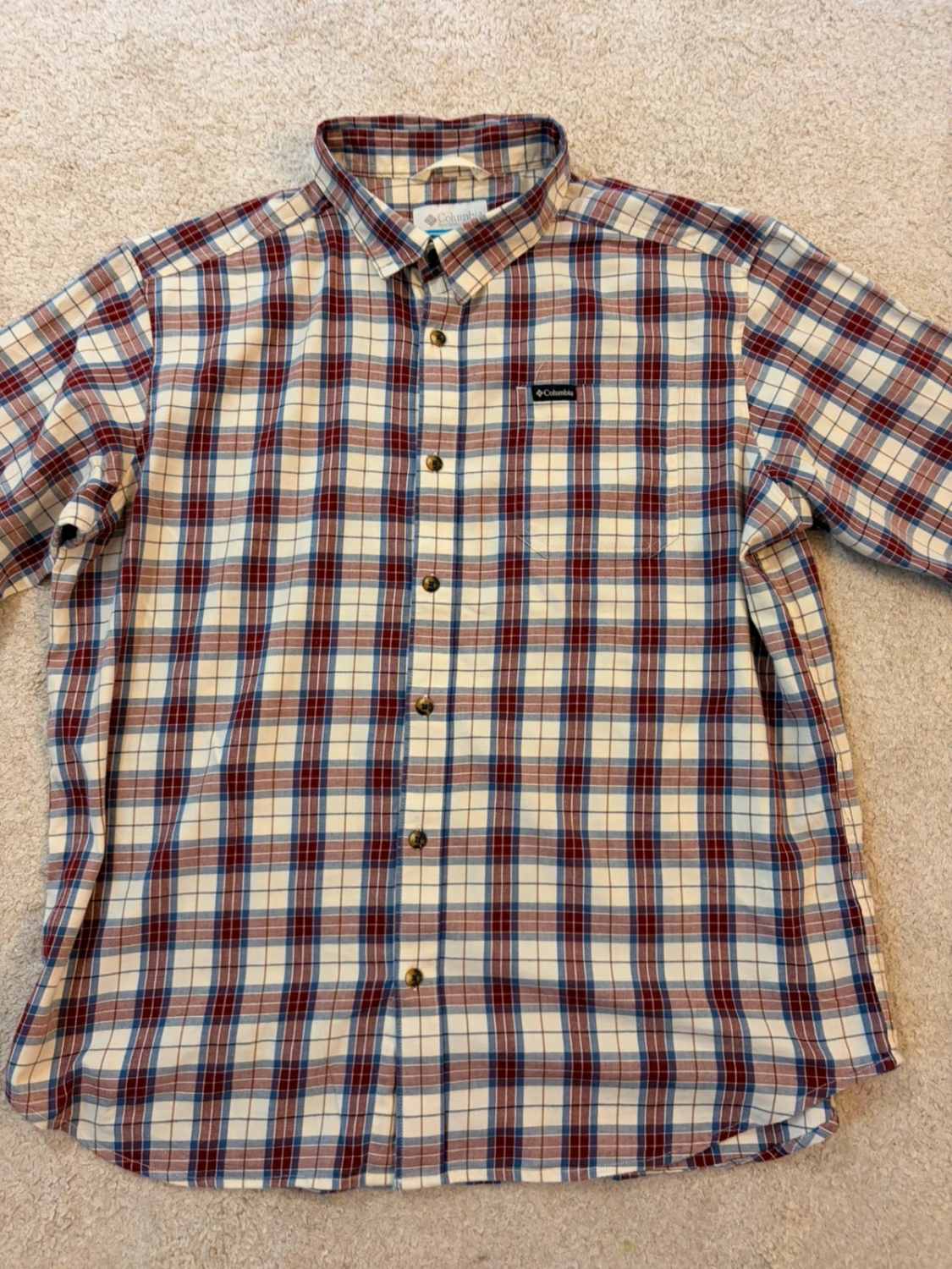 Chemise Flanelle Columbia XL Homme | Bordeaux, Bleu, Blanc | Coton Stretch