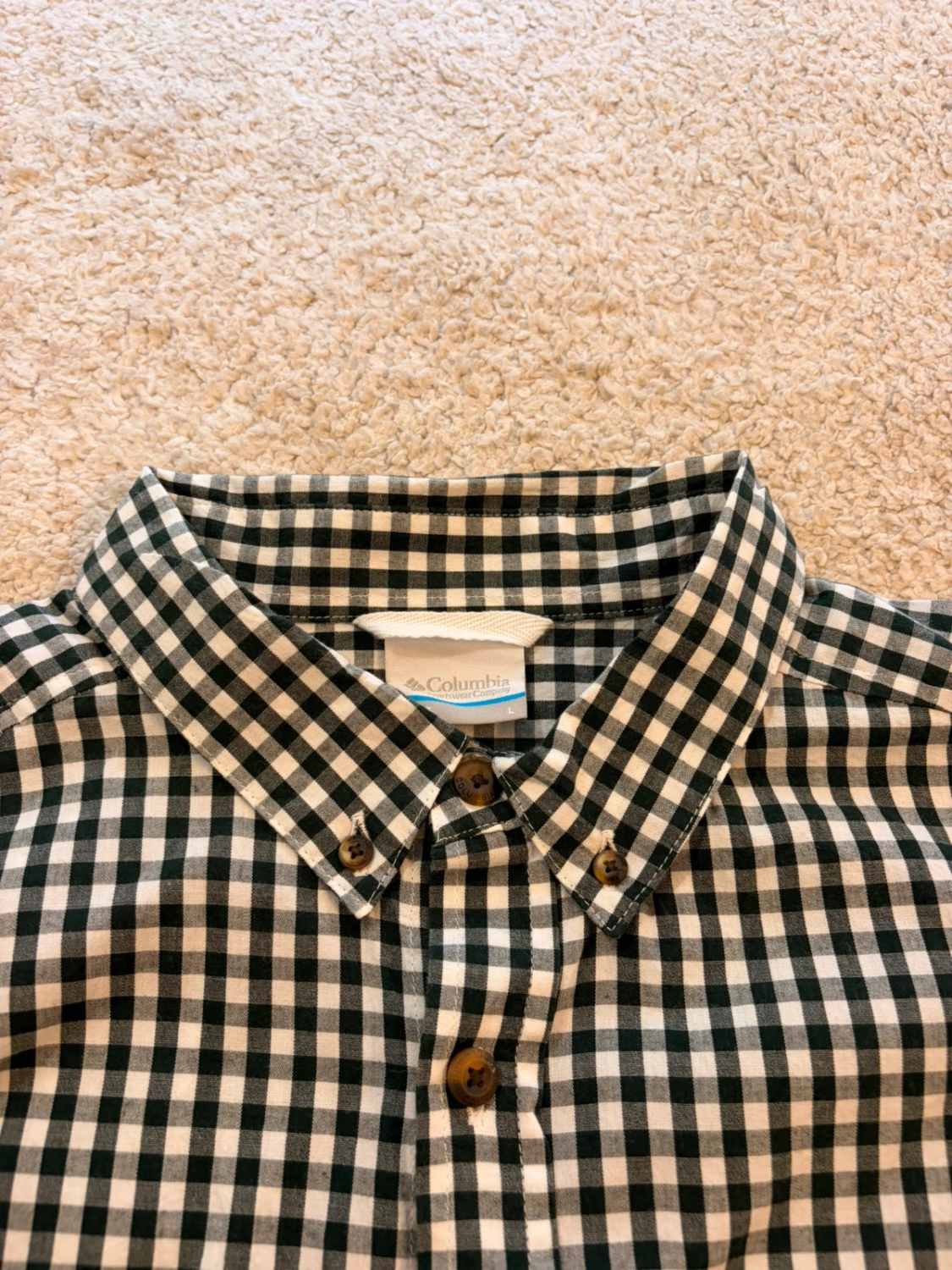 Chemise Columbia L Homme | Carreaux Vert Foncé & Blanc | Coton Stretch | Outdoor
