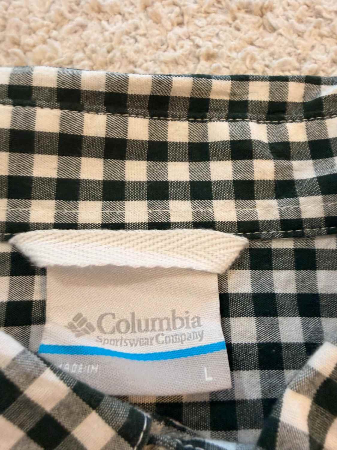 Chemise Columbia L Homme | Carreaux Vert Foncé & Blanc | Coton Stretch | Outdoor