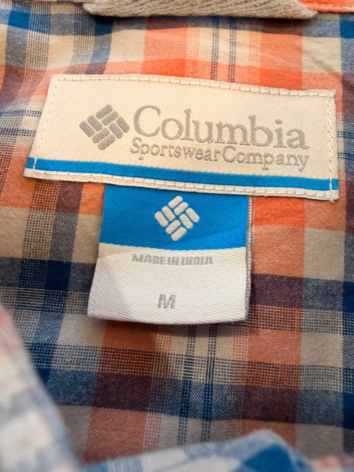 Chemise Columbia M Homme | Carreaux Dynamiques | Bleu, Blanc, Orange | Coton Léger